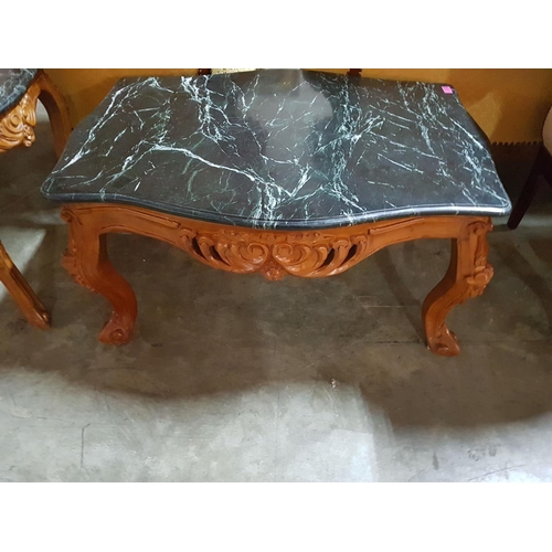 125 - Classical Style Coffee Table Set; Coffee Table (96 x 72 x 50cm) and 2 x Side Tables (59 x 60 x 58cm ... 