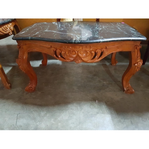 125 - Classical Style Coffee Table Set; Coffee Table (96 x 72 x 50cm) and 2 x Side Tables (59 x 60 x 58cm ... 