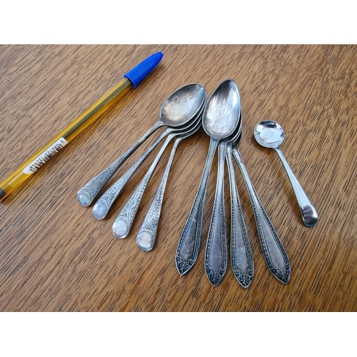 107 - 2 x Sets of 4 Vintage Silver Plated Teaspoons with Decorated Handles, Together with Smaller Stainles... 