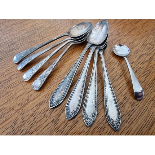 107 - 2 x Sets of 4 Vintage Silver Plated Teaspoons with Decorated Handles, Together with Smaller Stainles... 