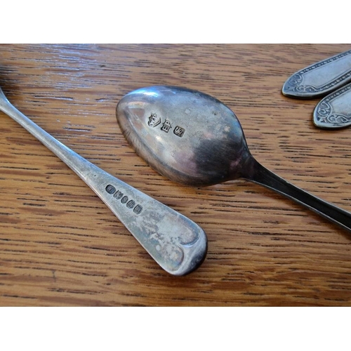 107 - 2 x Sets of 4 Vintage Silver Plated Teaspoons with Decorated Handles, Together with Smaller Stainles... 