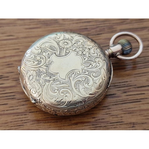 108 - Antique Waltham Open Face Fob / Pocket Watch in '10c' Gold Case with Decorative Back, Manual Wind Ad... 