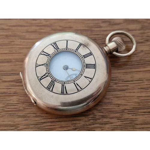 109 - Antique Rolled Plated Waltham Half Hunter Pocket Watch, Manual Wind Adjustable Movement (No. 1920954... 