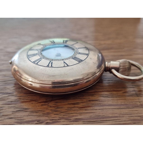 109 - Antique Rolled Plated Waltham Half Hunter Pocket Watch, Manual Wind Adjustable Movement (No. 1920954... 