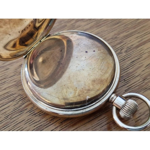 109 - Antique Rolled Plated Waltham Half Hunter Pocket Watch, Manual Wind Adjustable Movement (No. 1920954... 