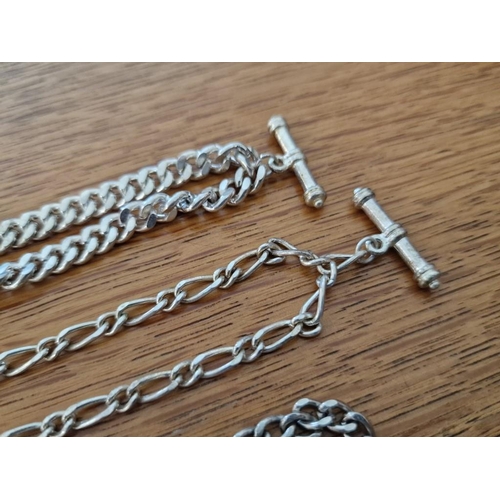 112 - 4 x White Metal Albert / Pocket Watch Chains, (4)