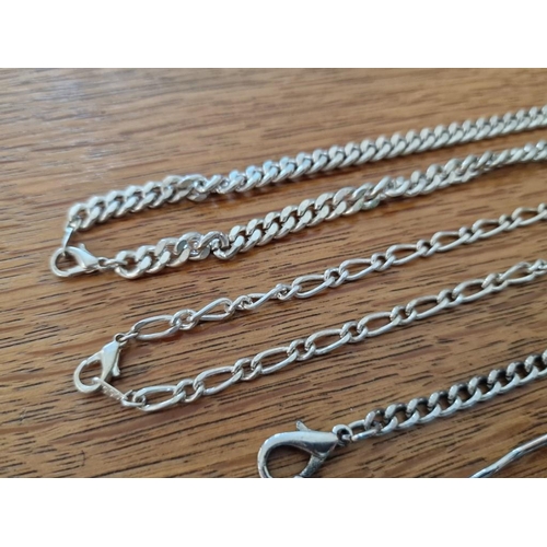 112 - 4 x White Metal Albert / Pocket Watch Chains, (4)