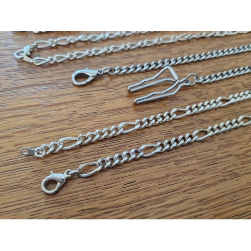 112 - 4 x White Metal Albert / Pocket Watch Chains, (4)