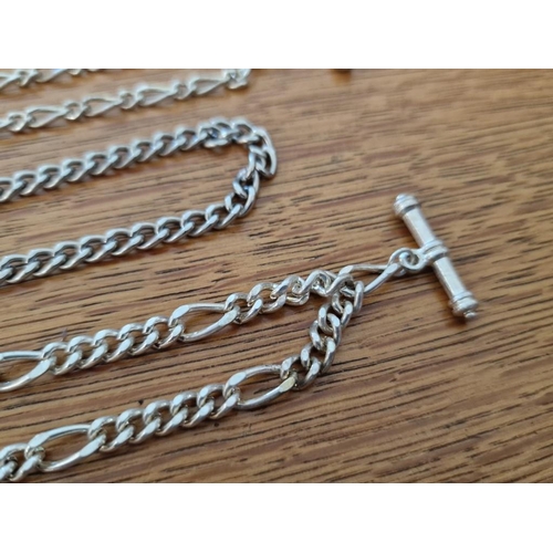 112 - 4 x White Metal Albert / Pocket Watch Chains, (4)