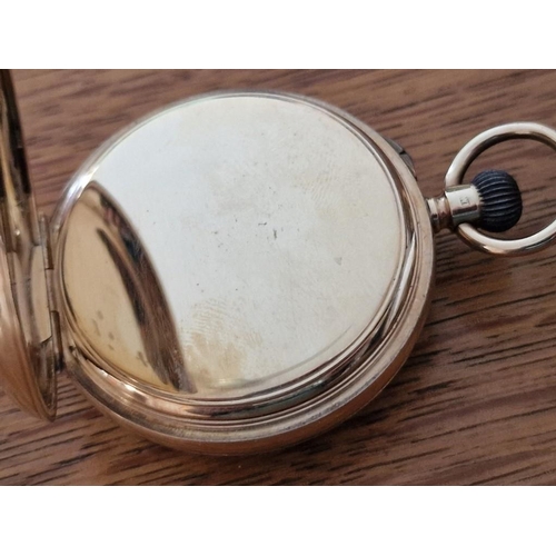 113 - Antique 9ct Gold Benson Open Face Lever Set Pocket Watch, Manual Wind Adjustable Movement, Engraved ... 