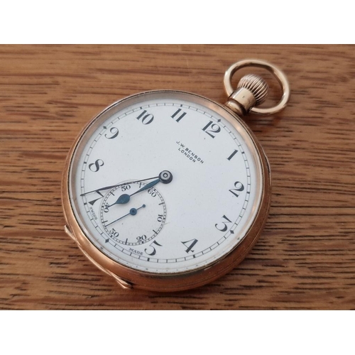 114 - Antique 9ct Gold Benson Open Face Pocket Watch, Manual Wind Adjustable Movement, Swiss Made, 17 Jewe... 