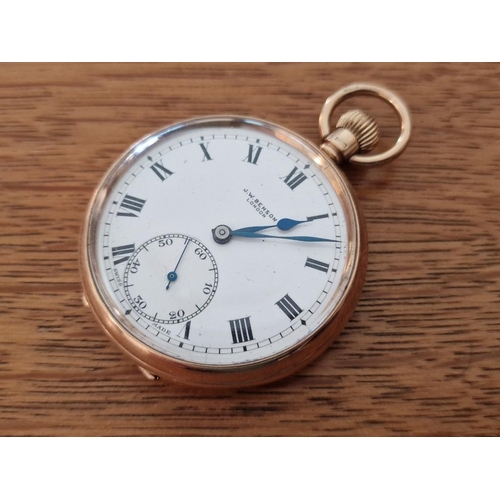 115 - Vintage 9ct Gold Benson Open Face Pocket Watch, Manual Wind Adjustable Movement, Swiss Made, 17 Jewe... 