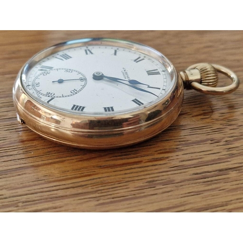 115 - Vintage 9ct Gold Benson Open Face Pocket Watch, Manual Wind Adjustable Movement, Swiss Made, 17 Jewe... 