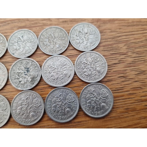 121 - British Coin Collection. Set of Queen Elizabeth II Sixpence Coins, Consecutive Date Run from 1953 (C... 