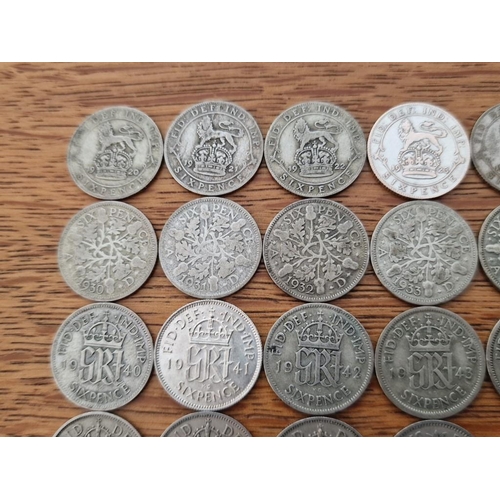 123 - British Coin Collection. Set of Sixpence Coins, Consecutive Date Run from 1920 to 1967 (Last Year of... 