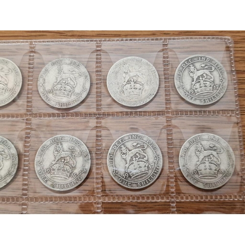 125 - British Coin Collection. Set of Silver One Shilling Coins, Consecutive Date Run from 1906 to 1951, (... 