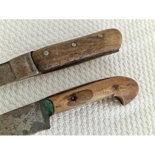 129 - 2 x Vintage Cypriot Knives with Wooden Handles, (Approx. Blade: 24cm, Overall: 40cm and Blade: 17cm,... 