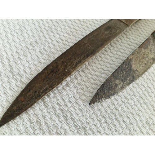 129 - 2 x Vintage Cypriot Knives with Wooden Handles, (Approx. Blade: 24cm, Overall: 40cm and Blade: 17cm,... 