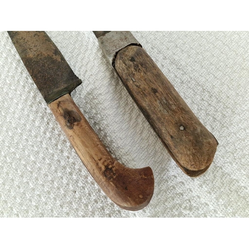 129 - 2 x Vintage Cypriot Knives with Wooden Handles, (Approx. Blade: 24cm, Overall: 40cm and Blade: 17cm,... 