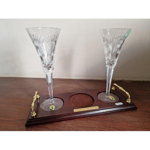 99 - Waterford Crystal 'The Millennium Collection', Pair of Irish Crystal Champagne Flutes in Original Bo... 