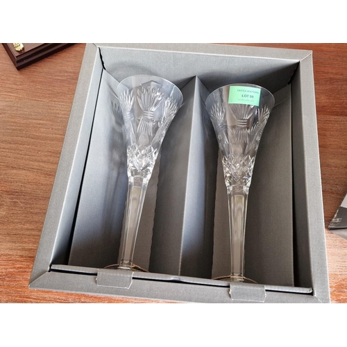 99 - Waterford Crystal 'The Millennium Collection', Pair of Irish Crystal Champagne Flutes in Original Bo... 