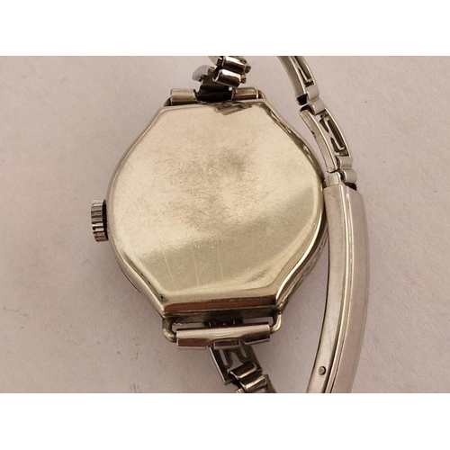 183 - Vintage Elgin Ladies Cocktail Watch in Engraved 14k White Gold Filled Case with Decorative Silver Co... 