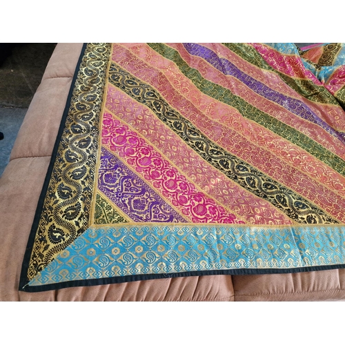 186 - Large Decorative Far Eastern Style Colourfull Bed Cover, (Approx. 260 x 218cm)