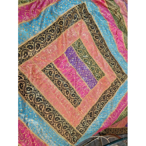 186 - Large Decorative Far Eastern Style Colourfull Bed Cover, (Approx. 260 x 218cm)