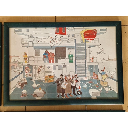 191 - Set / Collection of 6 x Framed Cartoon Prints with a Shipping Theme, (Approx. 39 x 28cm Overall), (6... 