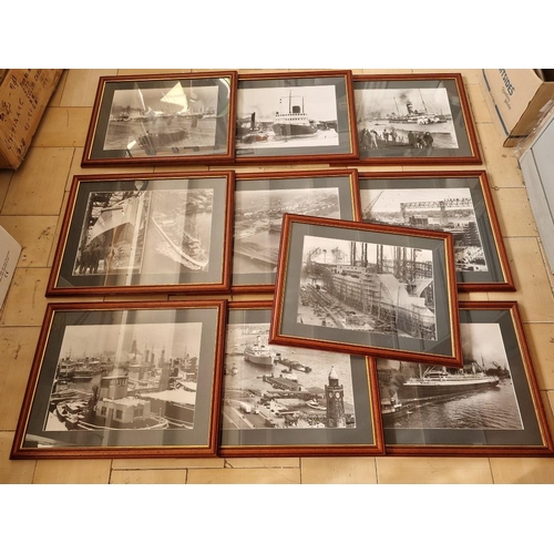 194 - Set / Collection of 10 x Mounted & Framed Black & White Photos or Prints of Vintage / Early Boats, S... 