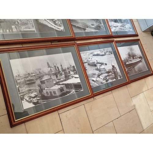 194 - Set / Collection of 10 x Mounted & Framed Black & White Photos or Prints of Vintage / Early Boats, S... 