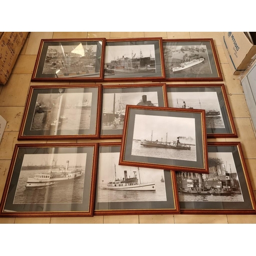 195 - Set / Collection of 10 x Mounted & Framed Black & White Photos or Prints of Vintage / Early Boats, S... 