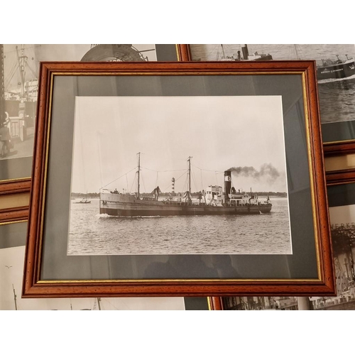 195 - Set / Collection of 10 x Mounted & Framed Black & White Photos or Prints of Vintage / Early Boats, S... 