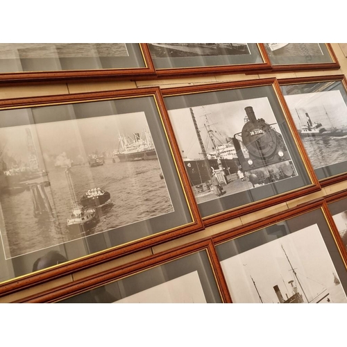 195 - Set / Collection of 10 x Mounted & Framed Black & White Photos or Prints of Vintage / Early Boats, S... 