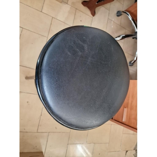 Black Metal Bar Stool with Round Padded Vinyl Seat