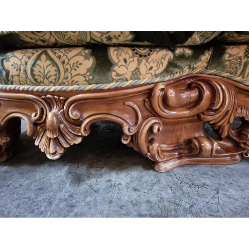 225 - Elaborately Carved Substantial Italian Classical / Chateau Style 3-Piece Suite of 4-Seater Sofa and ... 