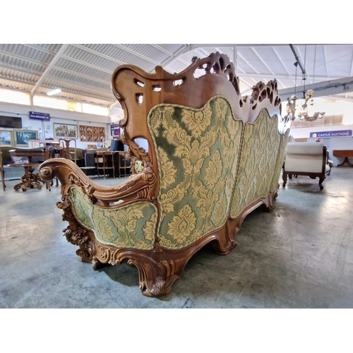 225 - Elaborately Carved Substantial Italian Classical / Chateau Style 3-Piece Suite of 4-Seater Sofa and ... 