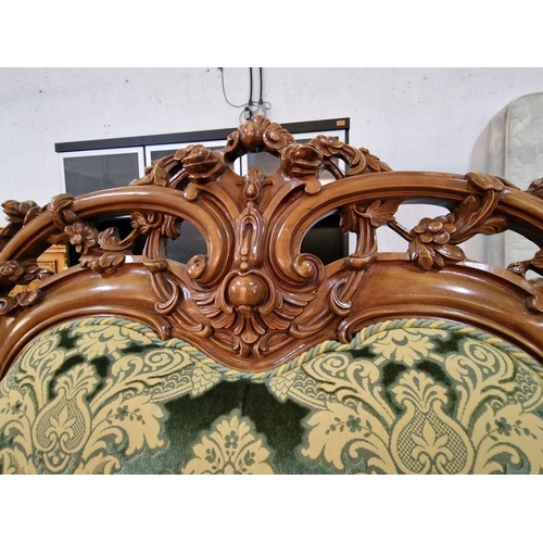 225 - Elaborately Carved Substantial Italian Classical / Chateau Style 3-Piece Suite of 4-Seater Sofa and ... 