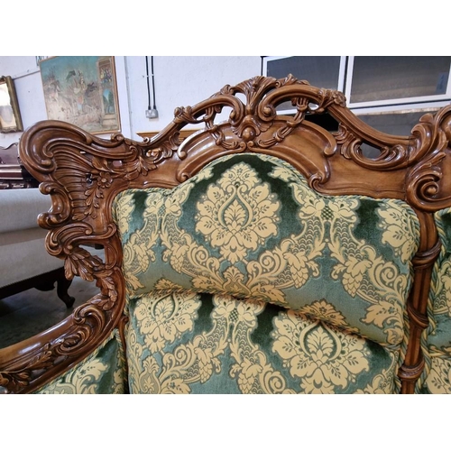 225 - Elaborately Carved Substantial Italian Classical / Chateau Style 3-Piece Suite of 4-Seater Sofa and ... 