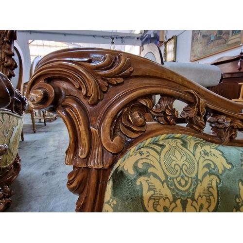 225 - Elaborately Carved Substantial Italian Classical / Chateau Style 3-Piece Suite of 4-Seater Sofa and ... 