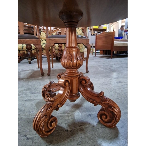 228 - Classical Style Round Table with Decorative Carved Wood Pedestal Base, (Approx. Ø: 59cm, H:52cm)