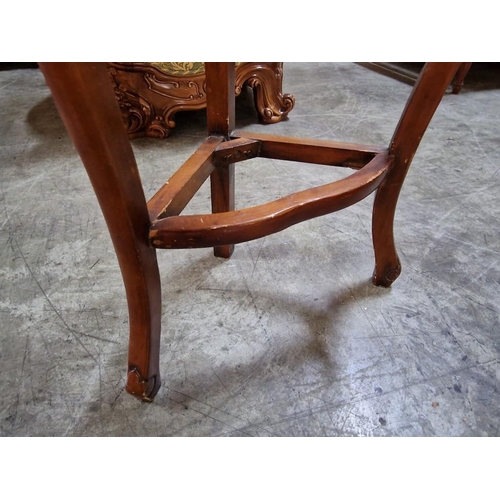 230 - Classical Style Corner Table with Carved Wood, Cabriole Legs  and Inlaid Marble Top, (Approx. 37 x 3... 