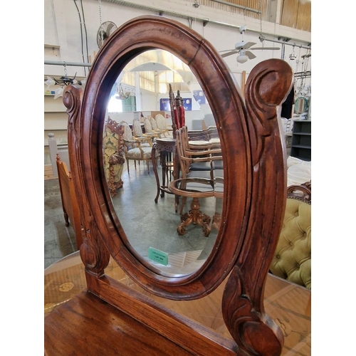 269 - Antique Style Solid Wood Dressing Table Swing Mirror with Bevel Glass and 3-Drawers