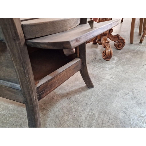 231 - Antique Solid Wood Commode Chair with Curved Back Rest