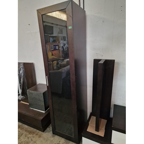 339 - Modern Designer Wenge Colour Lounge Unit with Tall Display Cabinet, 2 x Wall Display Cabinets, TV Un... 