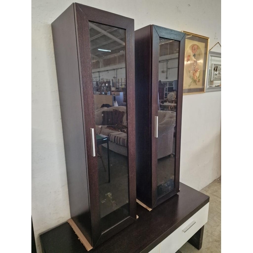 339 - Modern Designer Wenge Colour Lounge Unit with Tall Display Cabinet, 2 x Wall Display Cabinets, TV Un... 