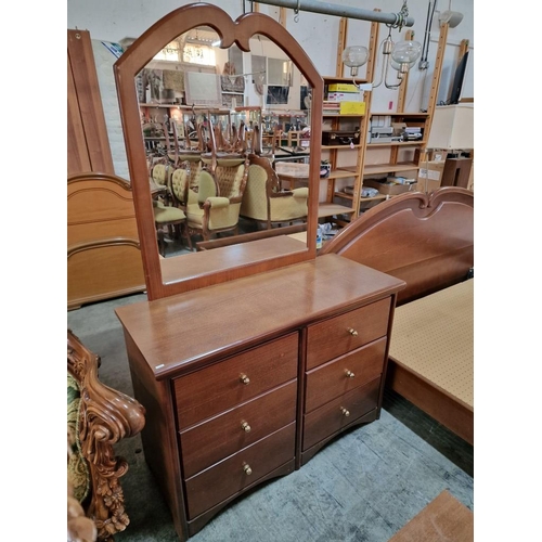 340 - Dark Cherry Colour Wood Bedroom Set, Comprising Double Bed with Curved Top Headboard (Fits Mattress ... 