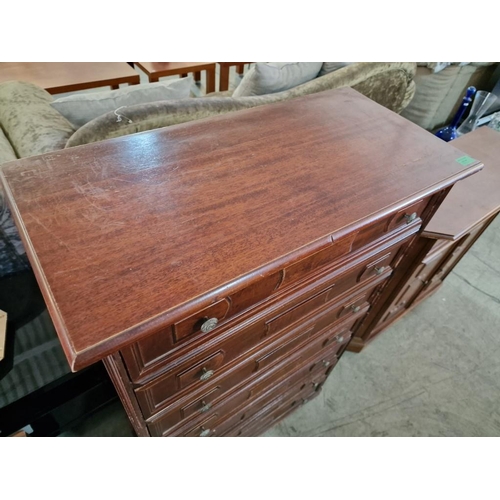 341 - Dark Wood Tall-Boy / 7-Drawer Chest of Drawers, (Approx. 76 x 37 x 121cm)