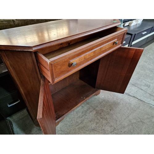 342 - Dark Wood Console / Hall Unit with Drawer Over Double Cupboard, (Approx. 100 x 35 x 84cm)