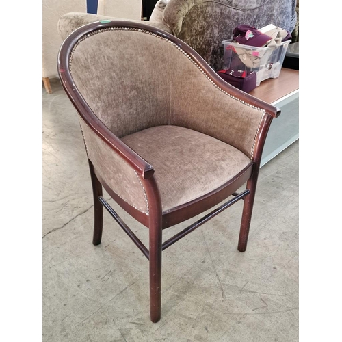 348 - Bedroom Chair; Wooden Frame with Studded Fabric